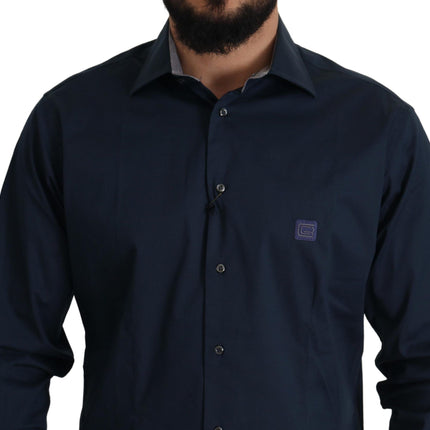 Camicia abito di cotone eleganza blu scuro