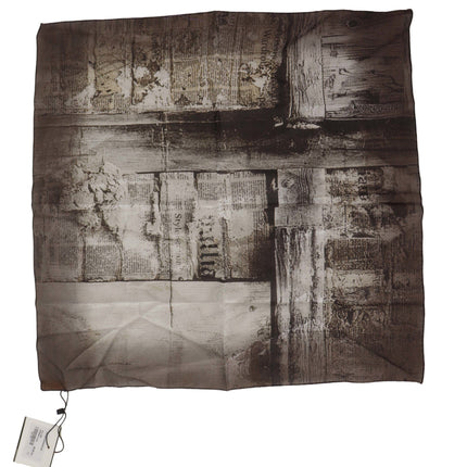 Elegant Newspaper Print Cotton Scarf