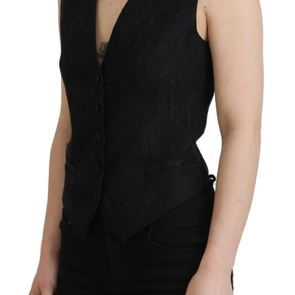 Elegant zwart zijden blend vest vest