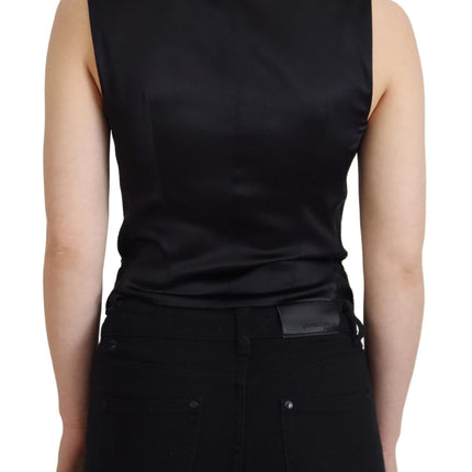 Elegant zwart zijden blend vest vest