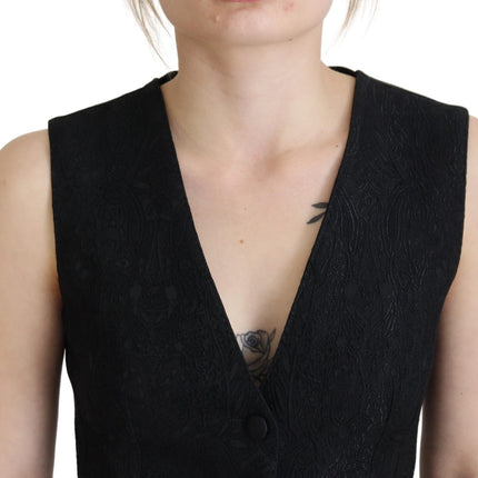 Elegant zwart zijden blend vest vest