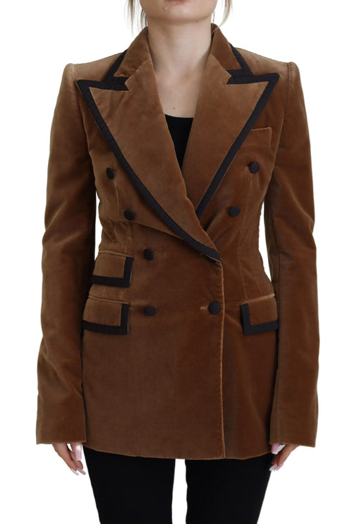 Elegant Double Breasted Brown Blazer Jacket