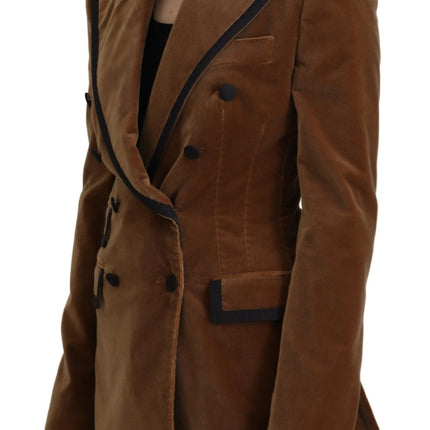 Elegant Double Breasted Brown Blazer Jacket