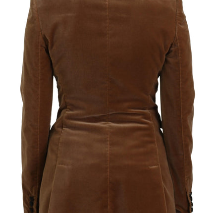 Elegant Double Breasted Brown Blazer Jacket