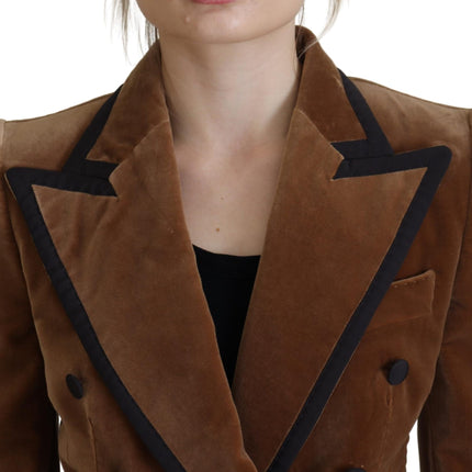 Elegant Double Breasted Brown Blazer Jacket