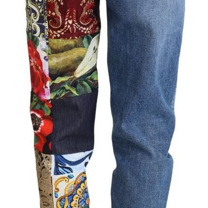 Patchwork Jacquard Blue Denim Luxury Jeans