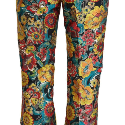 Elegantes pantalones tejidos multicolor