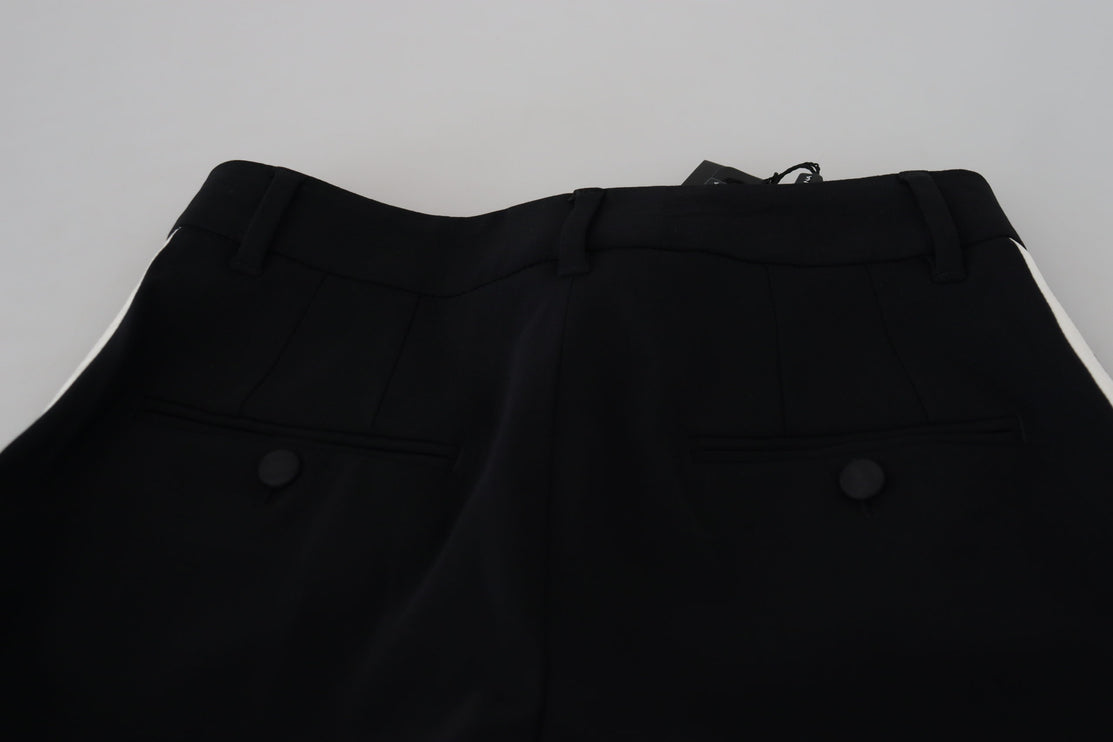 Eleganti pantaloni da seta di lana nera