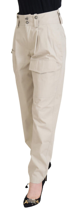 Pantaloni di cotone beige chic per un elegante comfort