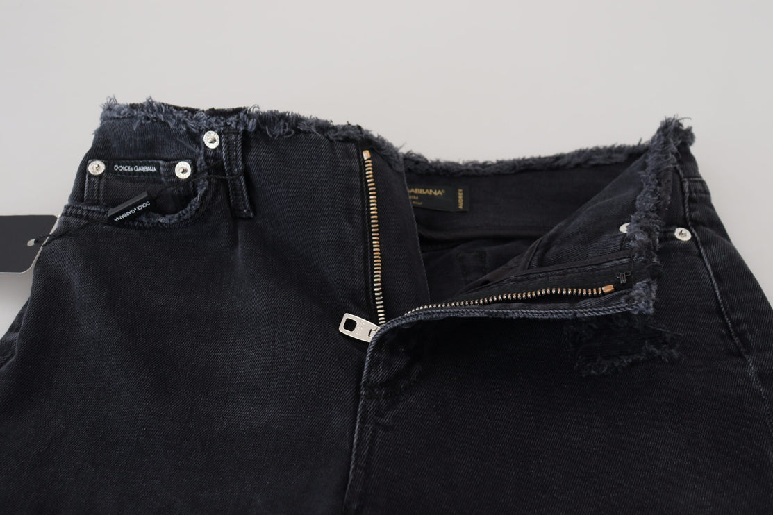 Elegante pantaloni in denim nero - Couture italiane