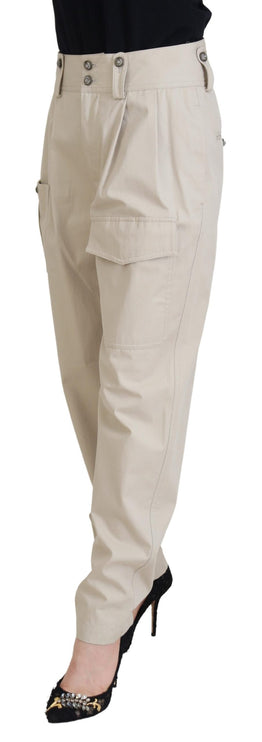 Eleganti pantaloni di cotone beige