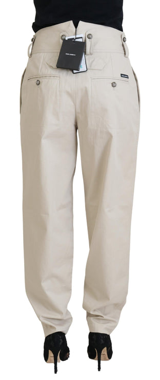 Eleganti pantaloni di cotone beige