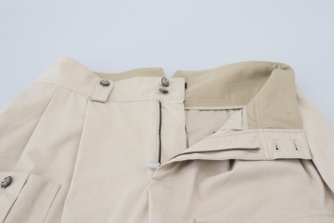 Eleganti pantaloni di cotone beige