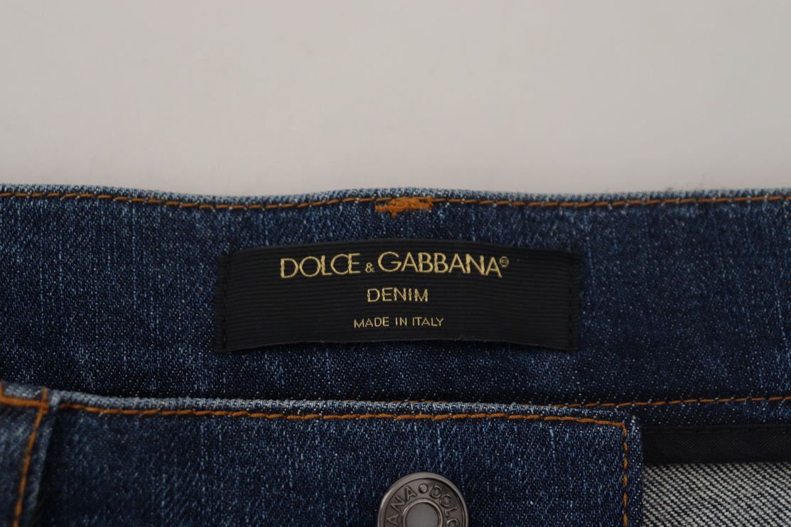 Elegante denim anteriore in pizzo floreale