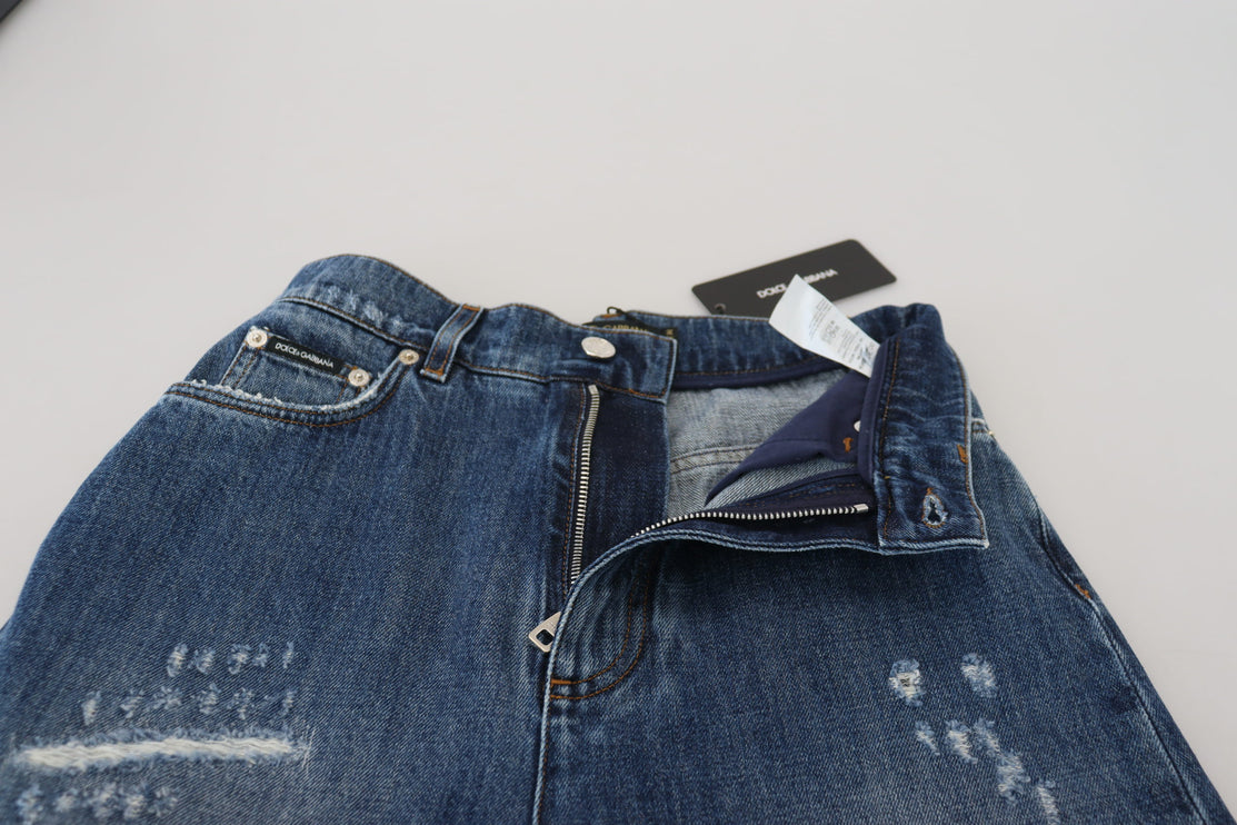 Eleganti jeans in denim a brandelli