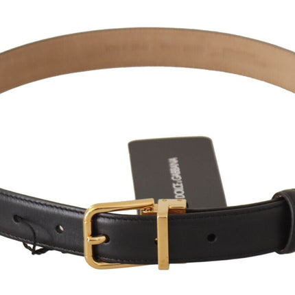 Ceinture en cuir noir élégant avec boucle en métal gravée