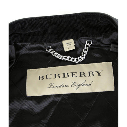 Burberry Men's Black Leather Diamond Trichted Biker Veste