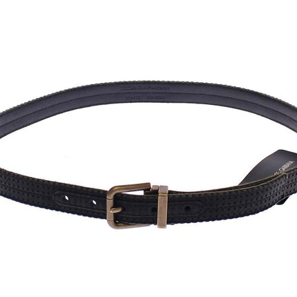 Elegant Blue Leather-Cotton Blend Men's Belt