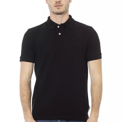 Polo en coton noir élégant avec broderie chic