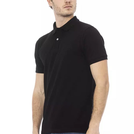 Polo en coton noir élégant avec broderie chic