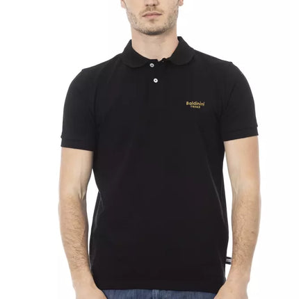 Polo en coton noir élégant avec broderie