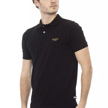 Polo en coton noir élégant avec broderie