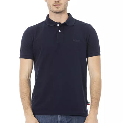 Polo en coton bleu élégant avec broderie chic