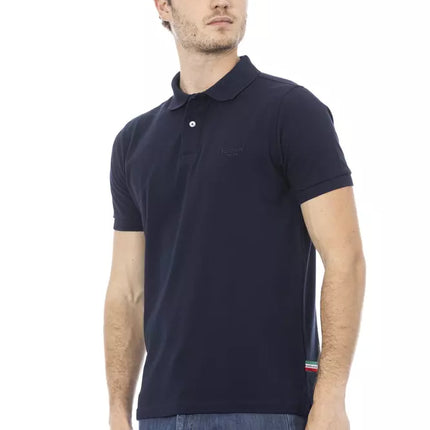 Polo en coton bleu élégant avec broderie chic