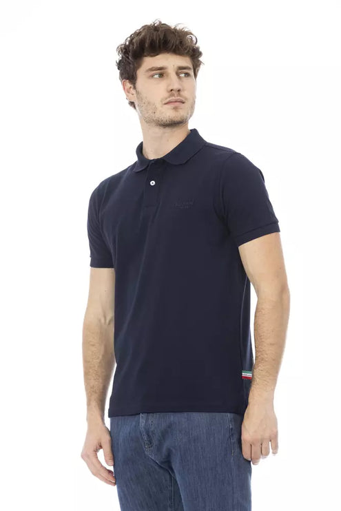 Polo en coton bleu élégant avec broderie chic