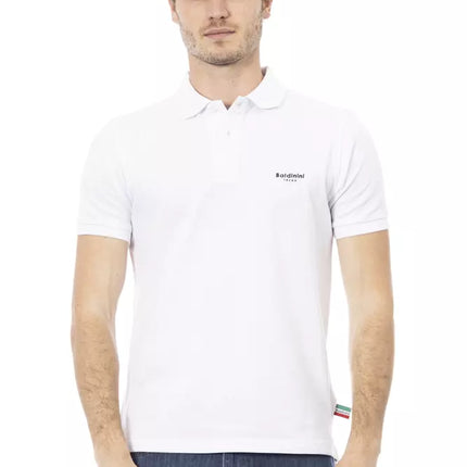 Polo blanc brodé blanc avec manches courtes