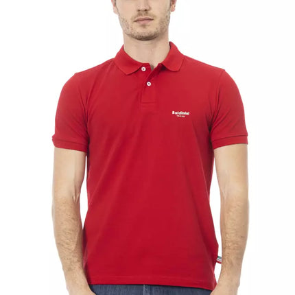 Polo élégant en coton rouge avec broderie chic