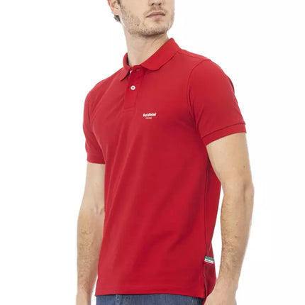 Polo élégant en coton rouge avec broderie chic