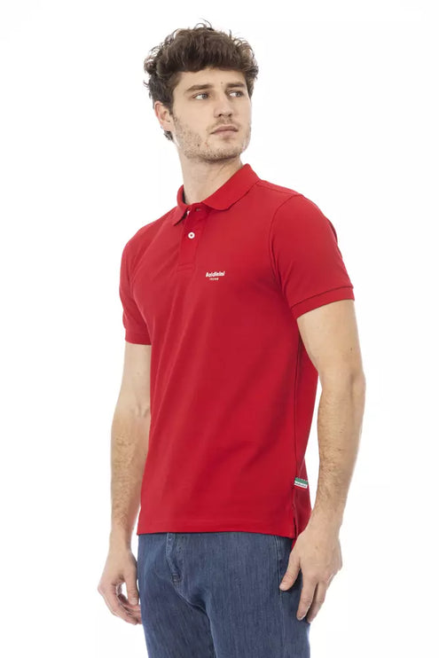 Polo élégant en coton rouge avec broderie chic