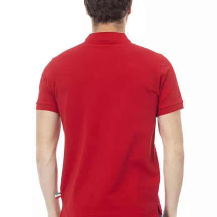 Polo élégant en coton rouge avec broderie chic