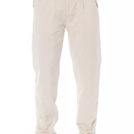 Pantalon chino en coton beige chic avec cordon