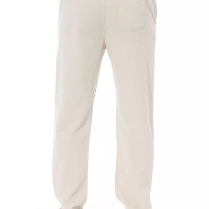 Pantalon chino en coton beige chic avec cordon