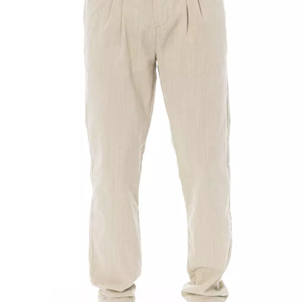 Pantalon chino en coton beige élégant