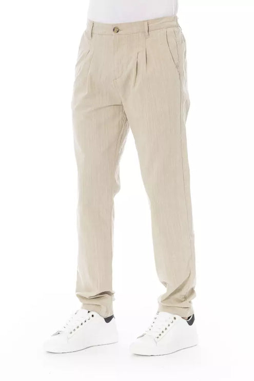 Pantalon chino en coton beige élégant