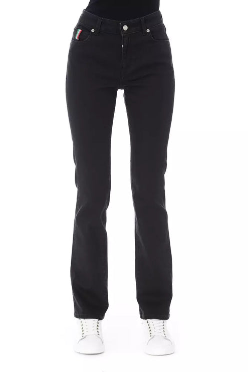 Elegantes jeans estiramientos de algodón negro