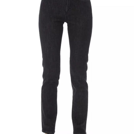 Chic tricolor acent jeans negros