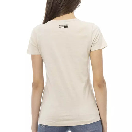 Beige katoenen blend casual tee