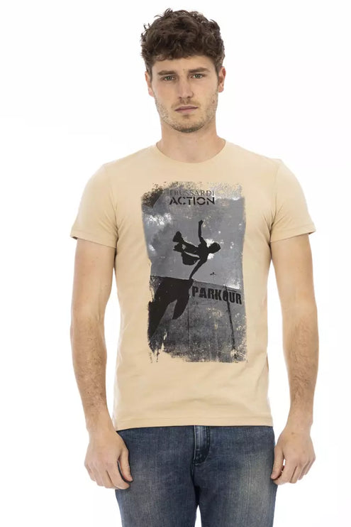 T-shirt rond Beige élégant avec imprimé chic