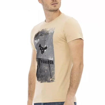 T-shirt rond Beige élégant avec imprimé chic