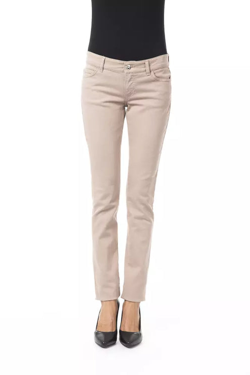 Beige Cotton Women Pant