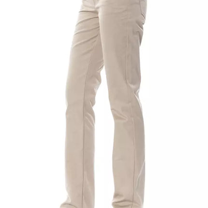 Elegantes pantalones de algodón beige