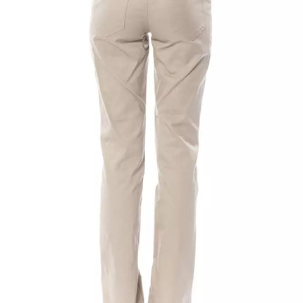 Elegantes pantalones de algodón beige