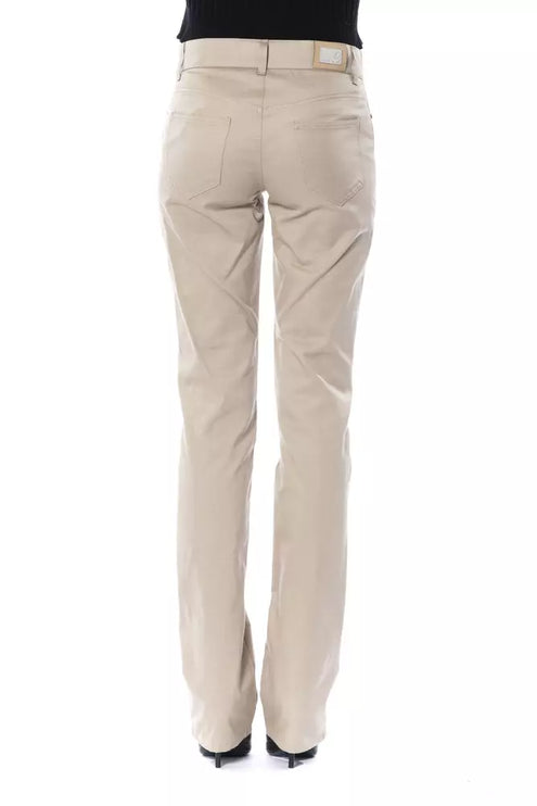 Beige Cotton Women Pants