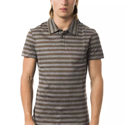 Gray Cotton Men Polo Shirt