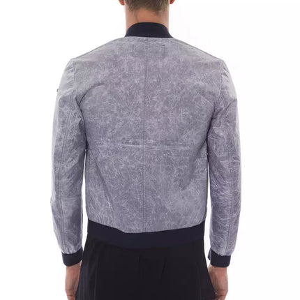 Veste de bombardier gris élégant avec accent emblème