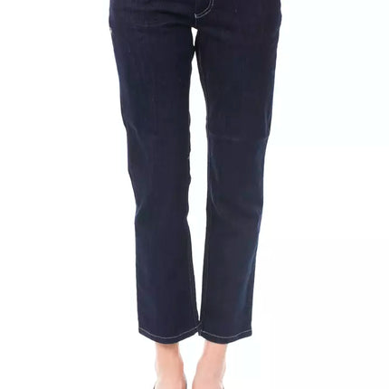 Chic Blue Capri Jeans con detalles de botones